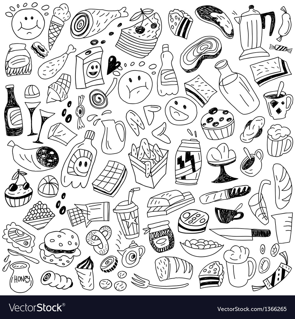 Fast Food Doodles Royalty Free Vector Image VectorStock