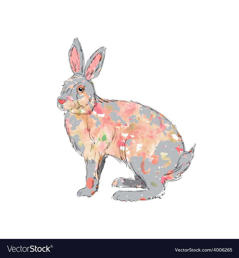 Hand drawn watercolor rabbit