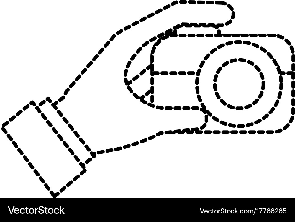 Hand holding photo camera push button Royalty Free Vector