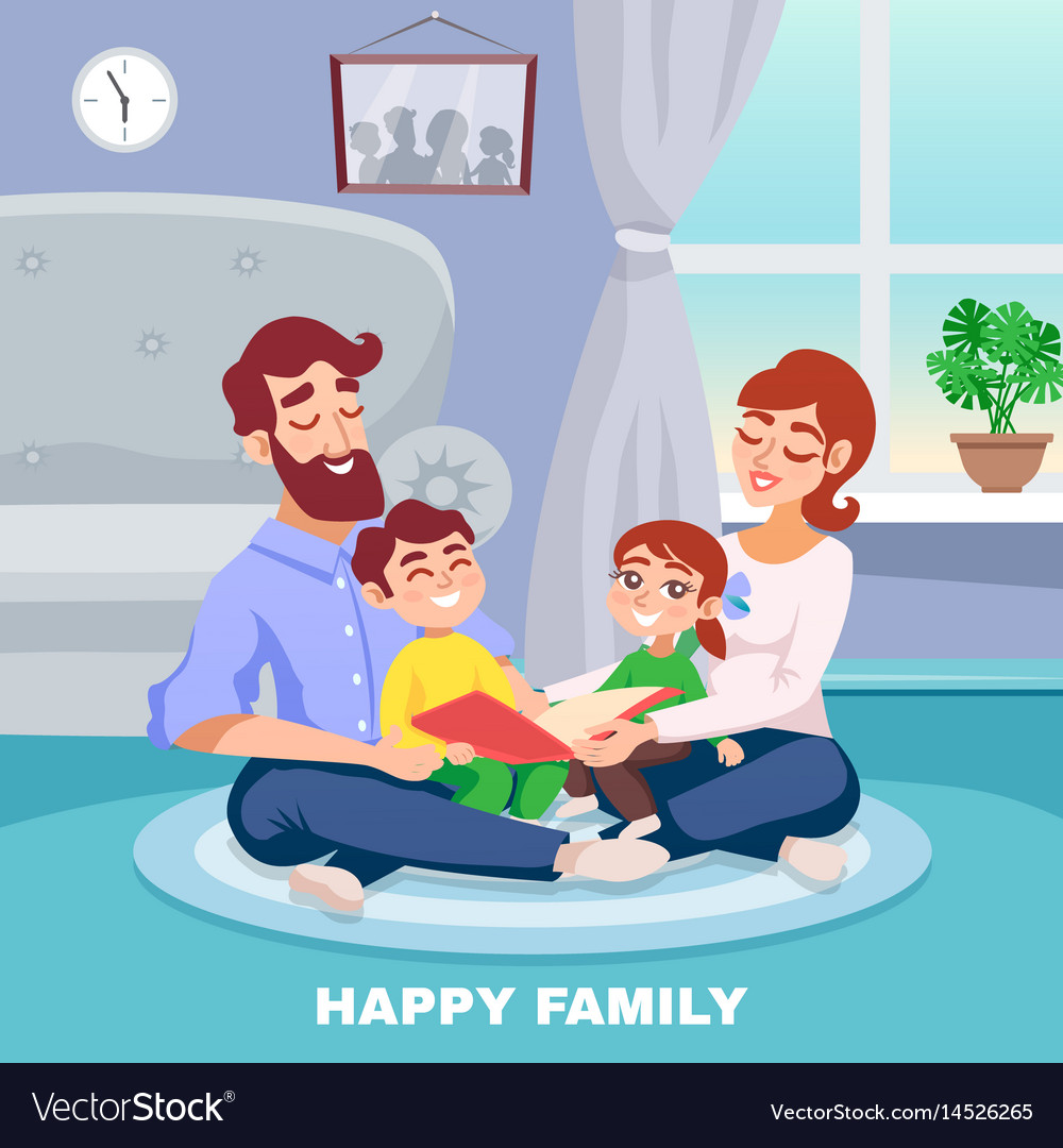 Happy family cartoon poster Royalty Free Vector Image