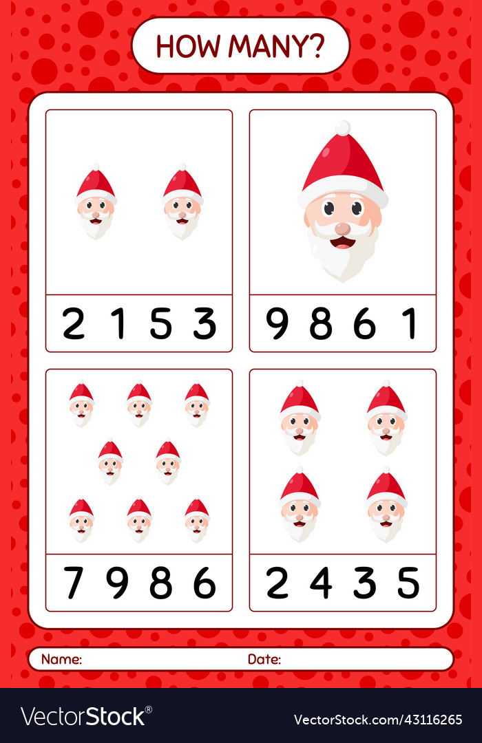 How many counting game with santa claus Vector Image How many counting game with santa claus