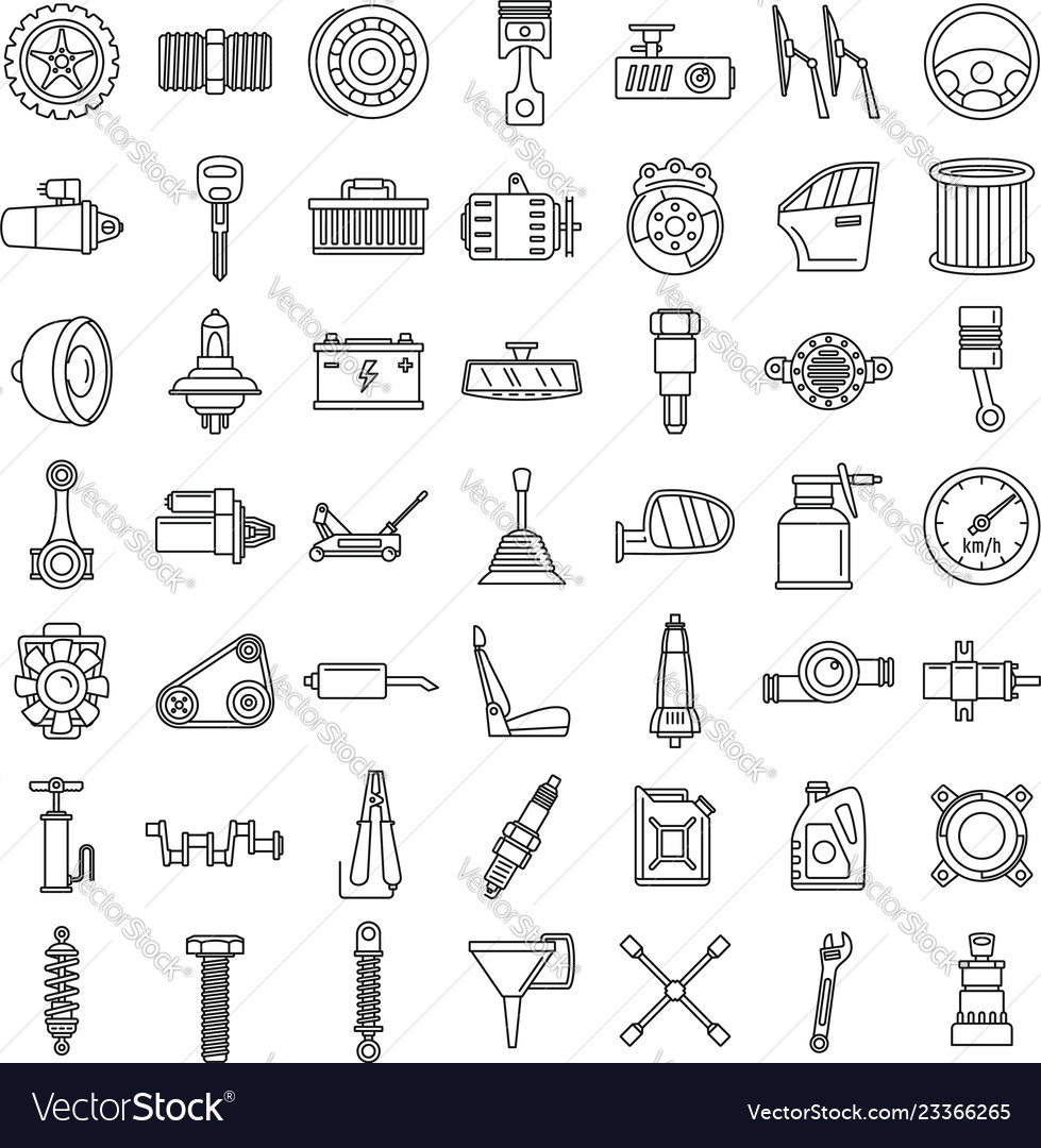 Maintenance car part icon set outline style Vector Image