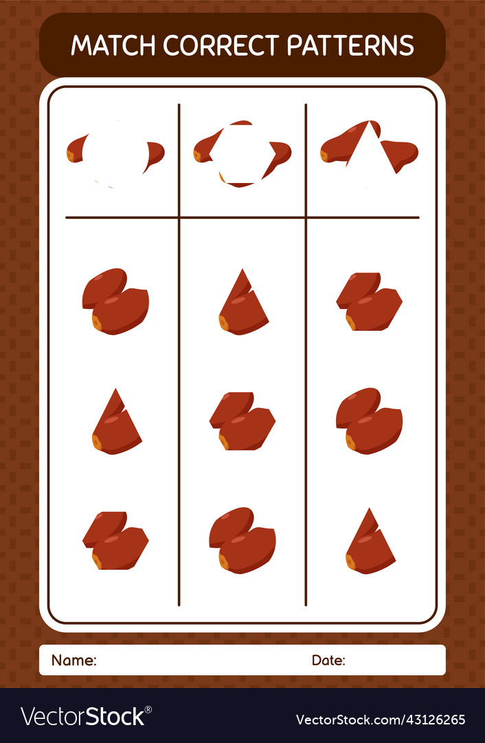 Match pattern game with dates fruit worksheet