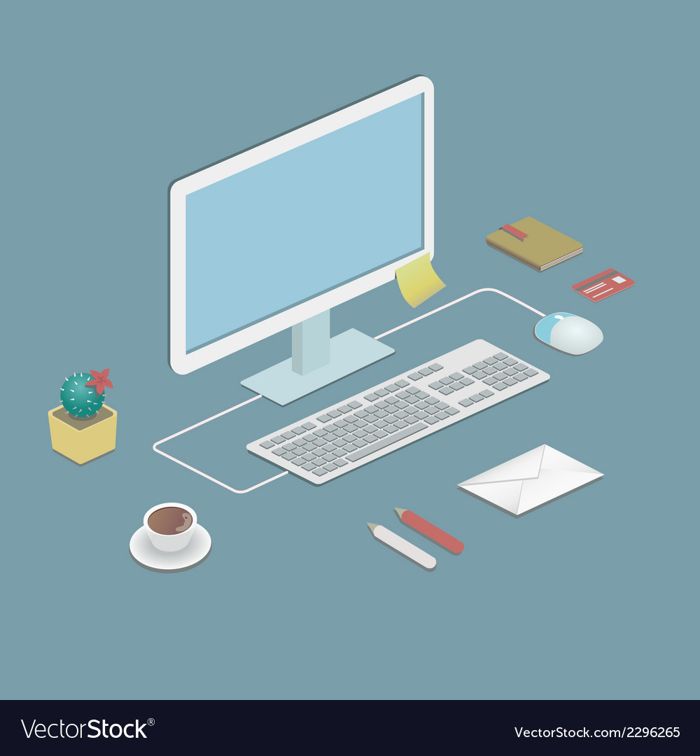 Office workstation Royalty Free Vector Image - VectorStock