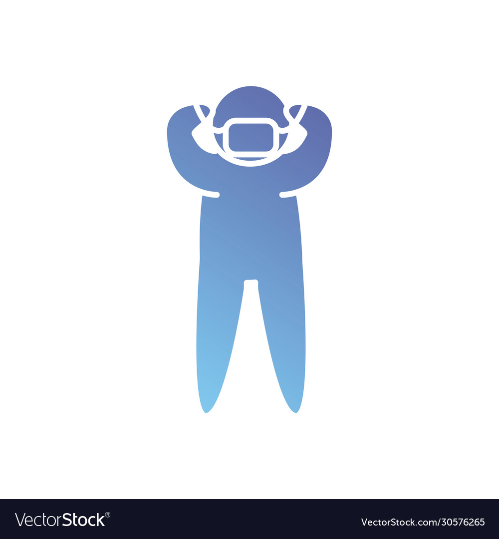 Pictograph man with mouth mask icon gradient style