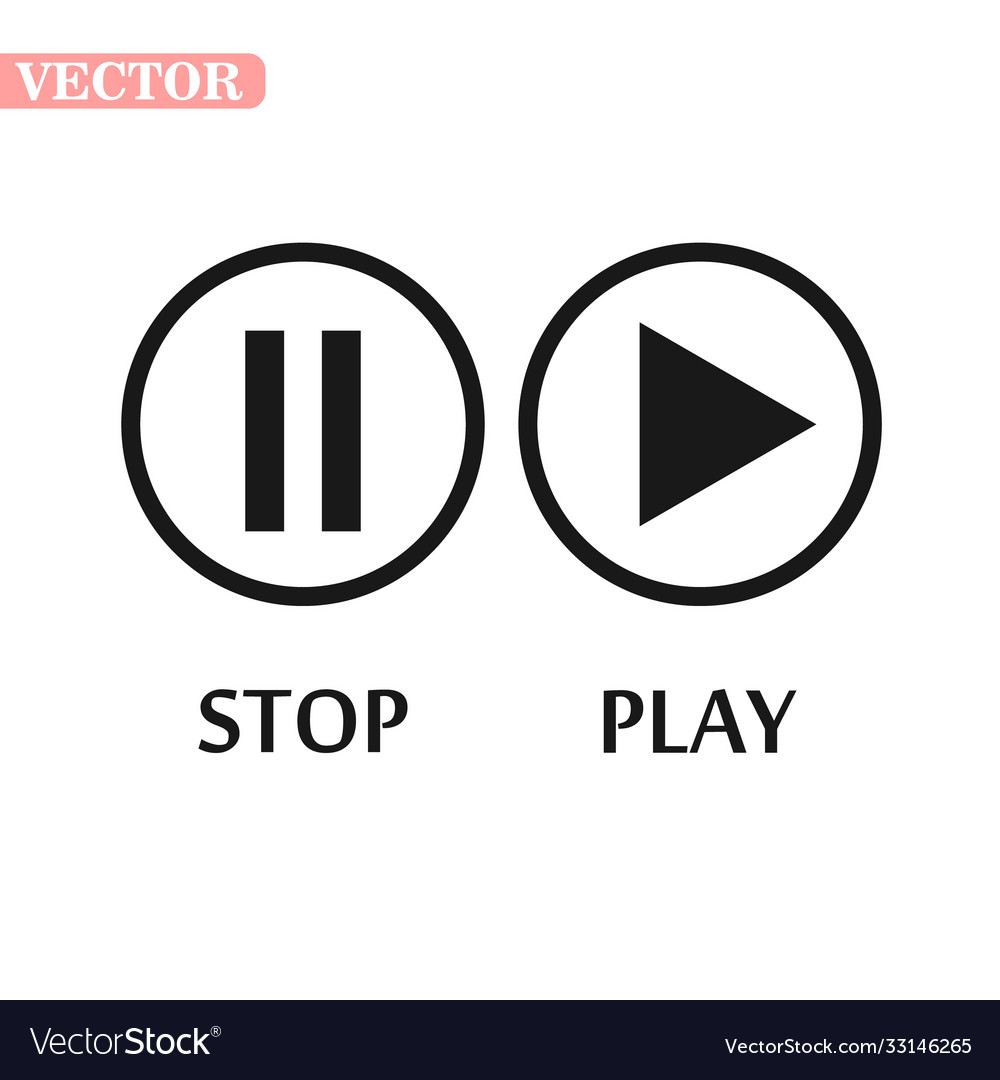 Play pause stop button icon basic shape black Vector Image Play pause stop button icon basic shape black