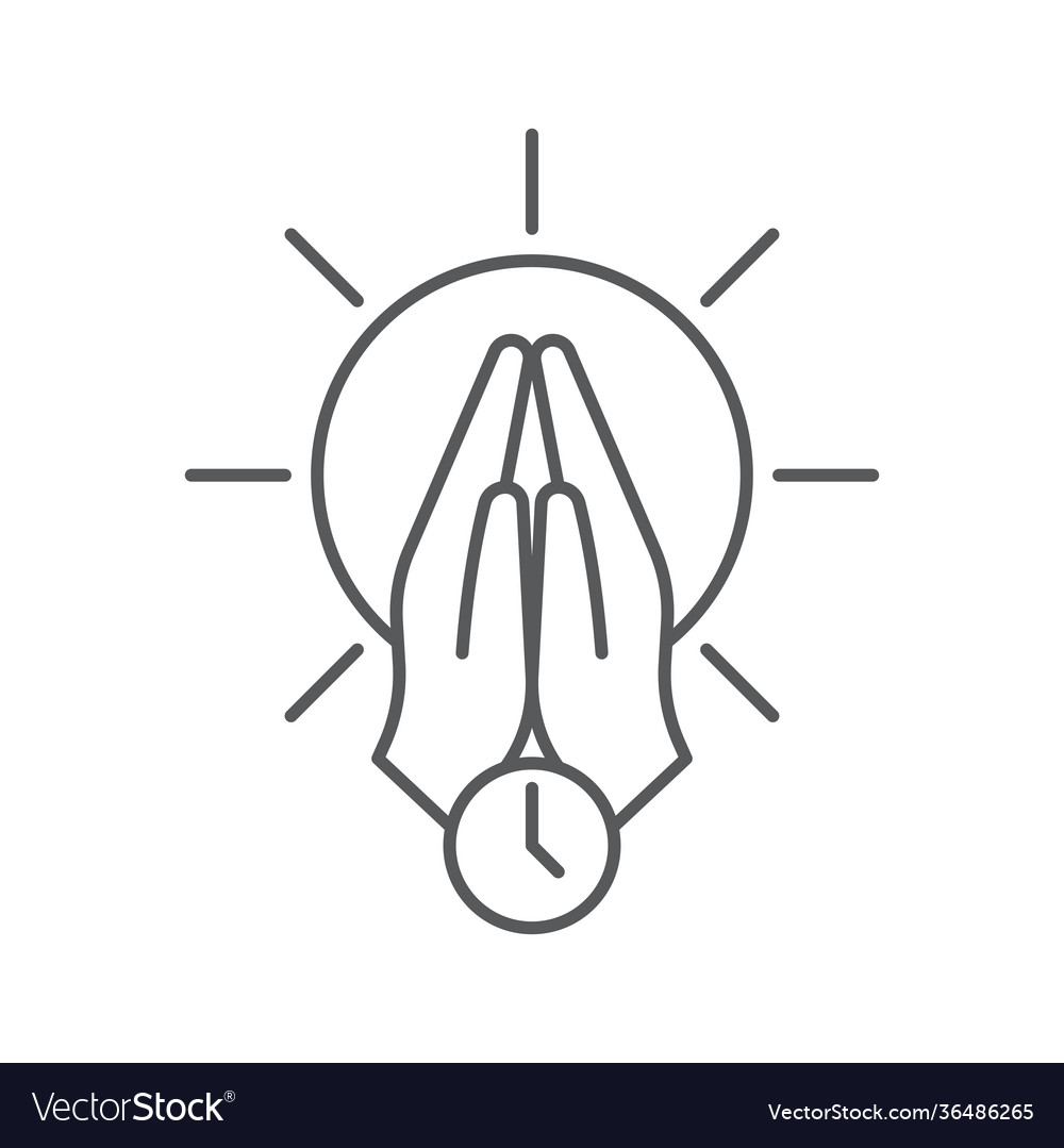 Praying time icon color line outline sign linear vector image Praying time icon color line outline sign linear