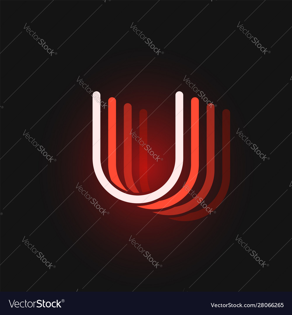 Red neon character font on black background vector image Red neon character font on black background