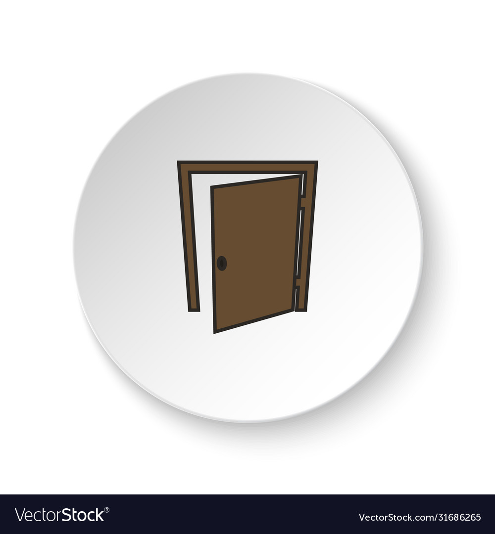 Round button for web icon door open vector image Round button for web icon door open