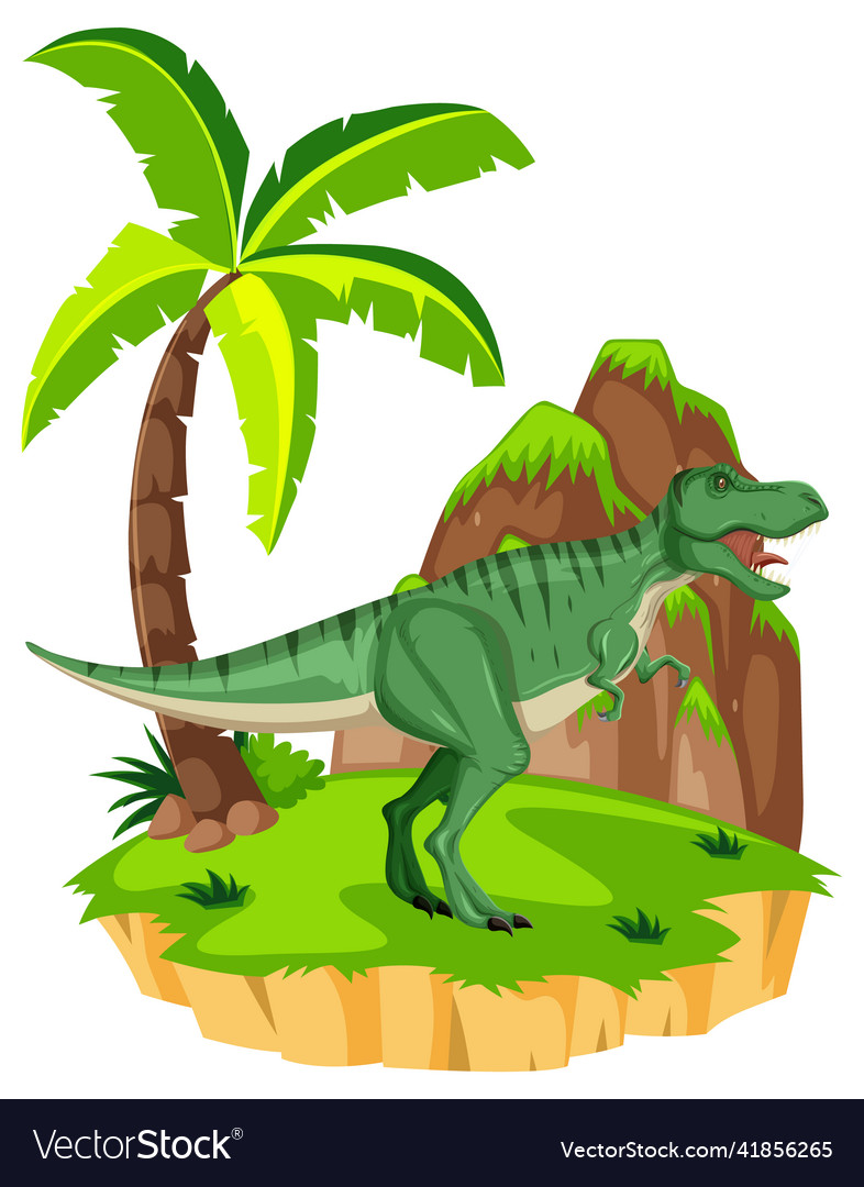 Scene with dinosaurs t-rex on island Royalty Free Vector