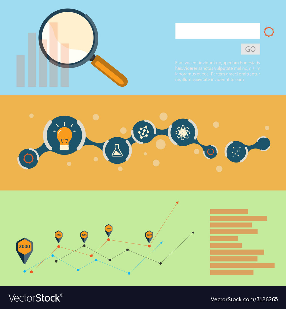 Set of flat design concepts for web and printing