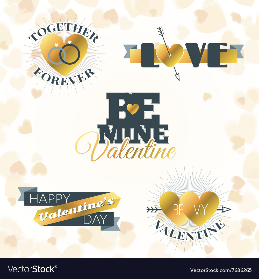 Satz von Valentinstag Typografie Elemente golden