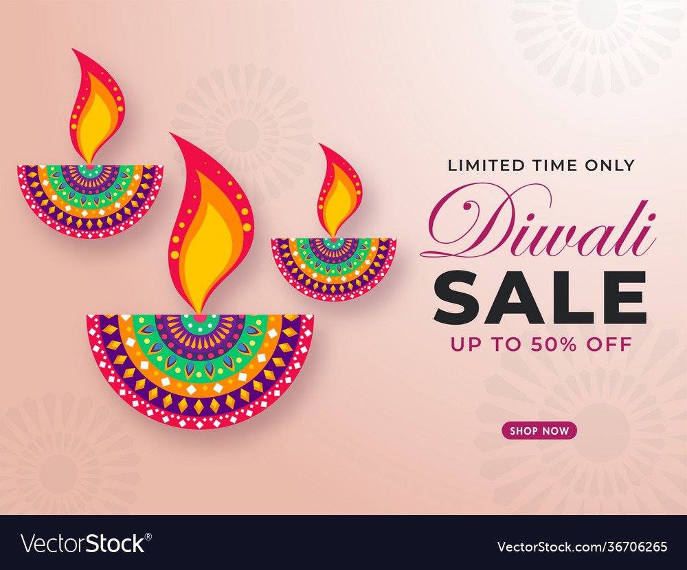 Up to 50 off for diwali sale poster design