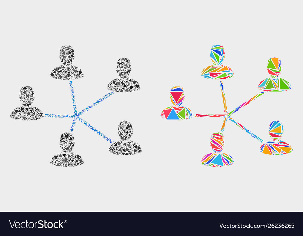 Users connection mosaic icon triangle vector image Users connection mosaic icon triangle