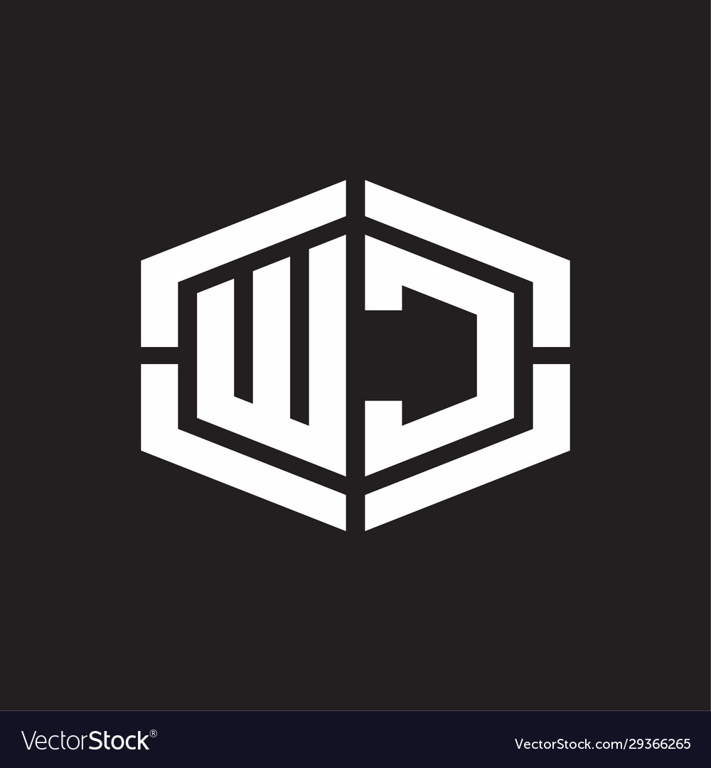 Wc logo monogram with hexagon shape and piece