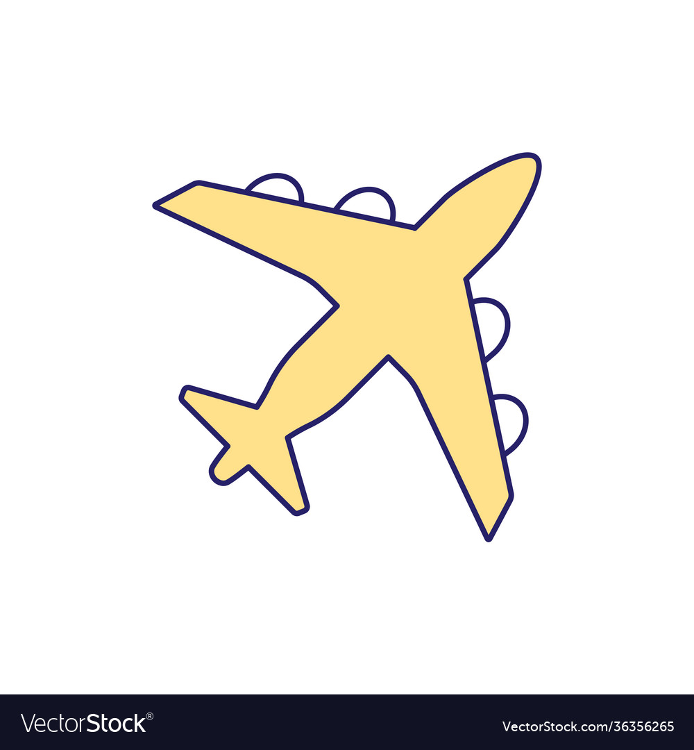 Yellow Airplane Rgb Color Icon Royalty Free Vector Image