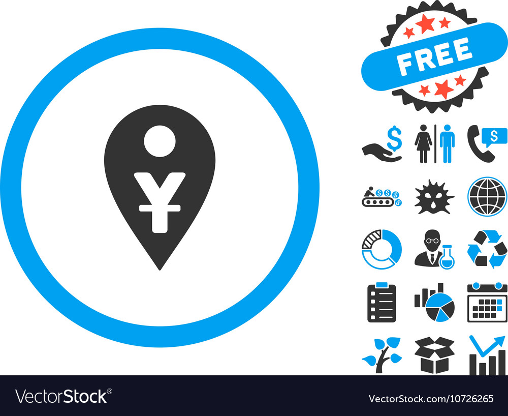 Yuan map marker flat icon with bonus