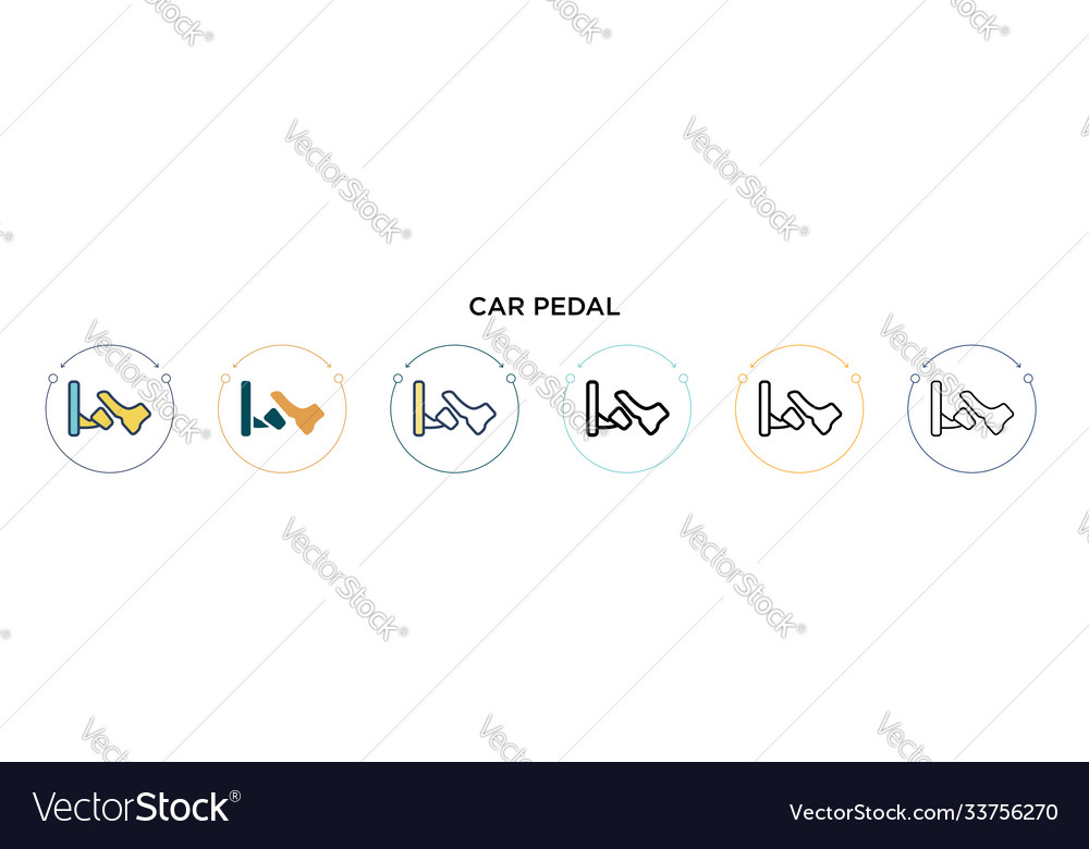 Auto Pedal Symbol in gefüllter dünner Linie Umriss