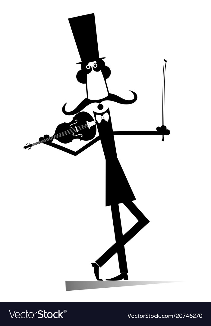 Cartoon long mustache violinist