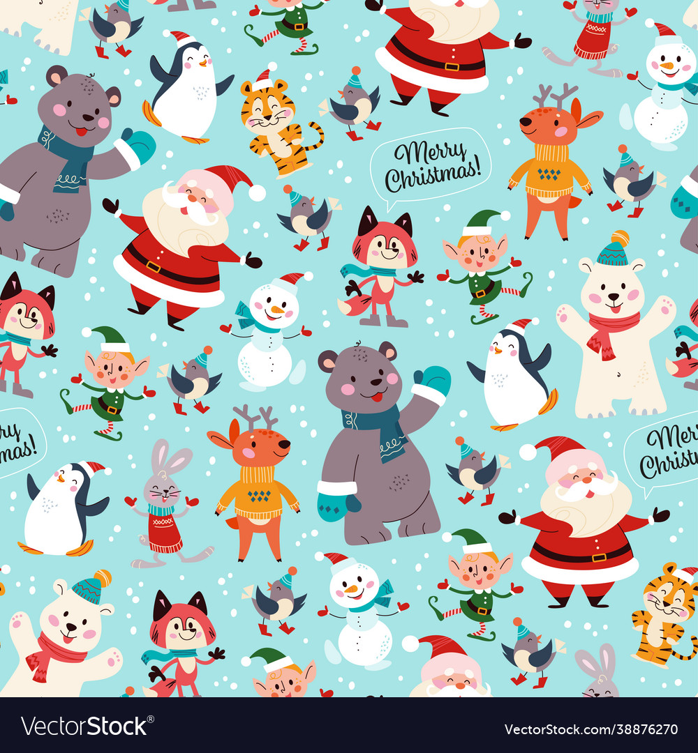 Christmas Cartoon Animals Pattern