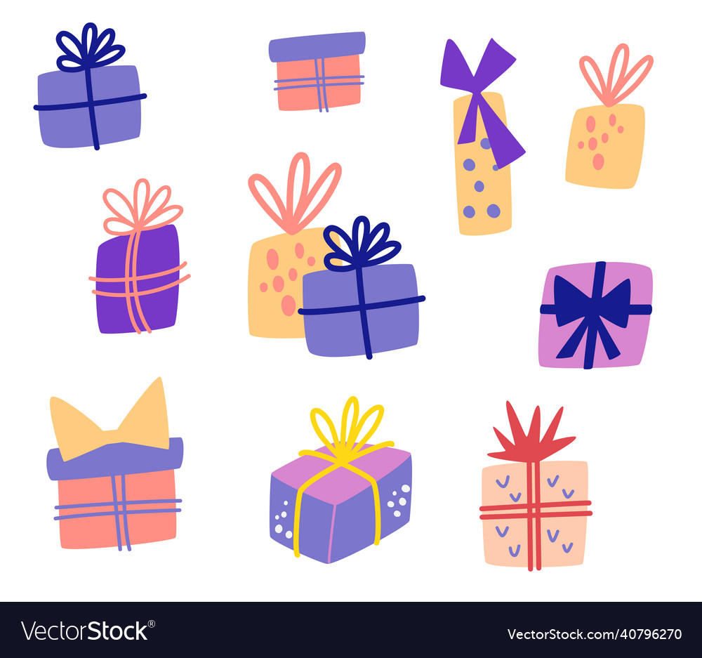 Gift boxes set different boxes with ribbons sale Vector Image