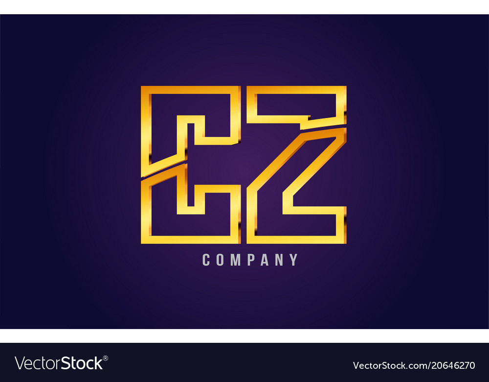 Gold golden alphabet letter cz c z logo Royalty Free Vector