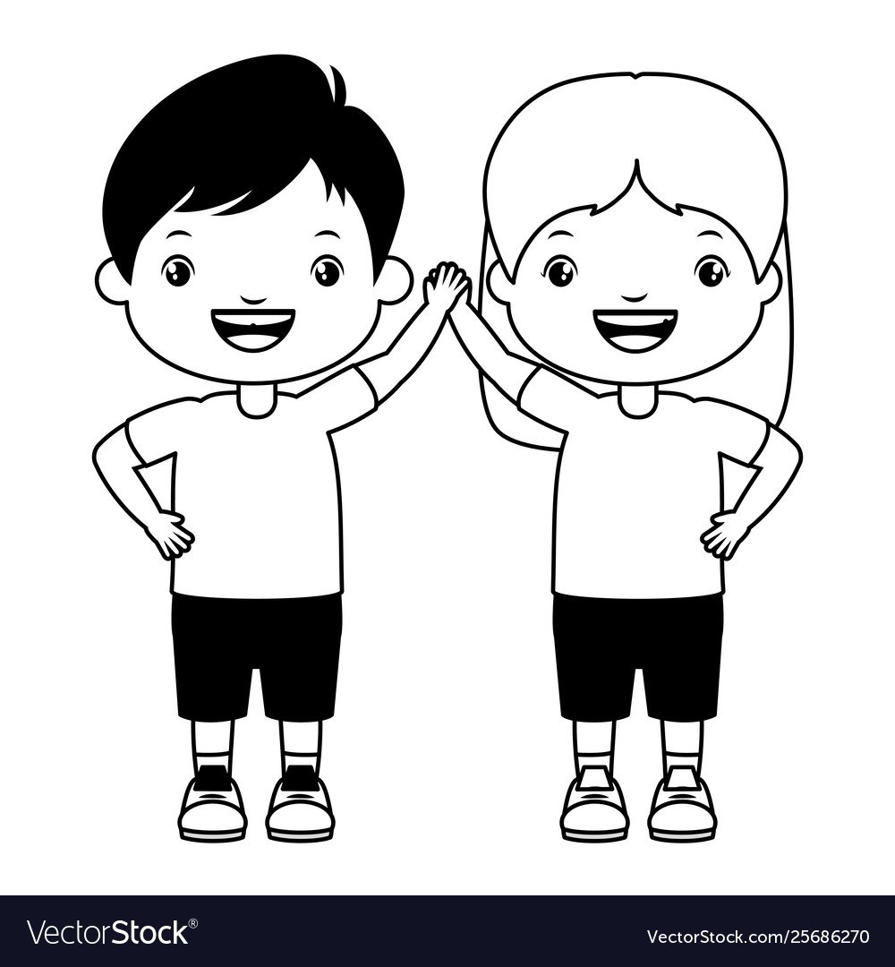 Premium Vector  Cute stick smiling happy girl and boy vector