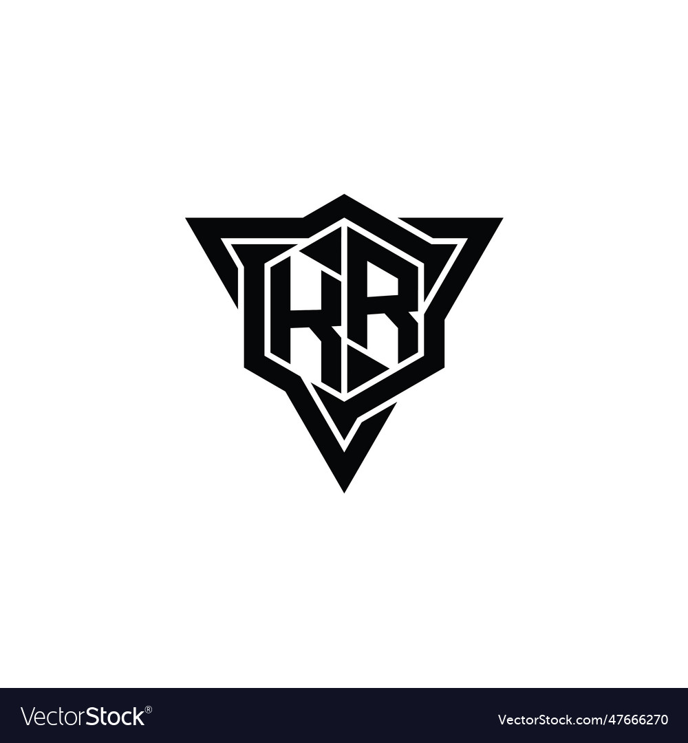 Kr logo monogram hexagon shape with triangle