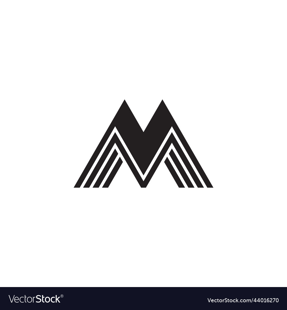 Letter m stripes 3d geometric triangle logo Vector Image