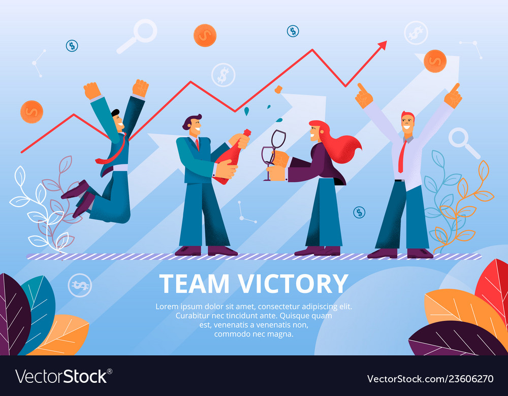 People celebrates team victory successful project