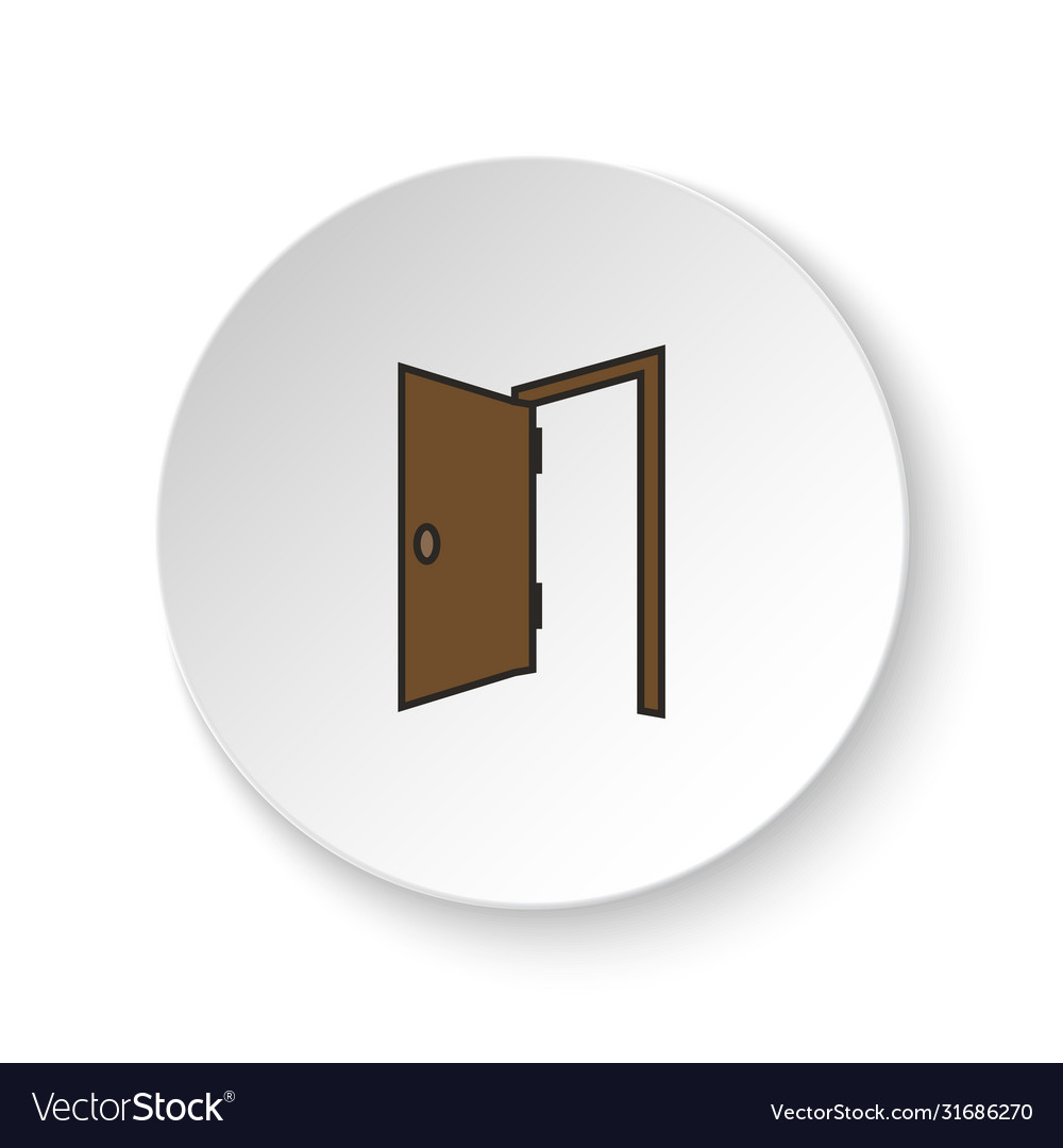 Round button for web icon door open vector image Round button for web icon door open