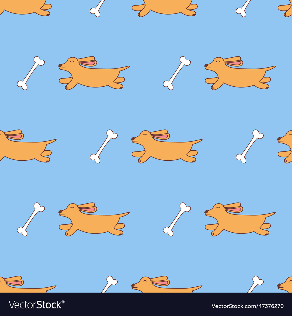 Seamless dog and bone pattern background vector image Seamless dog and bone pattern background
