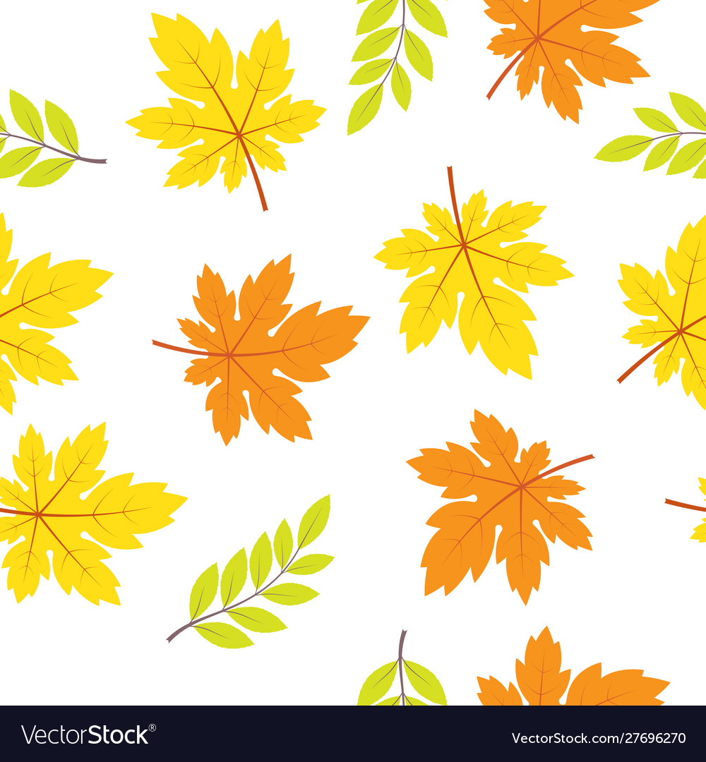 Seamless pattern with fall maple leaves