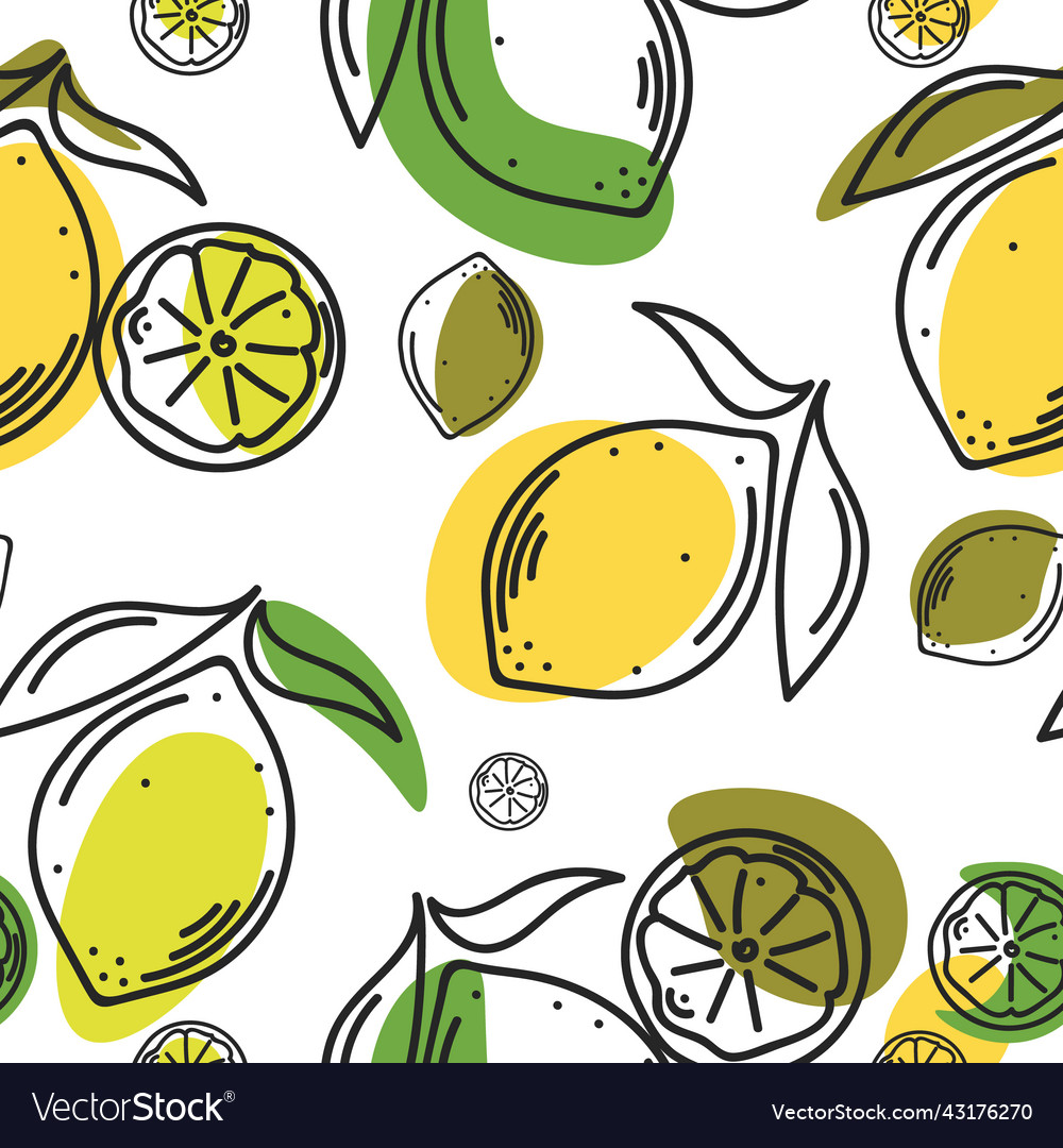 Seamless pattern with lemon and lime