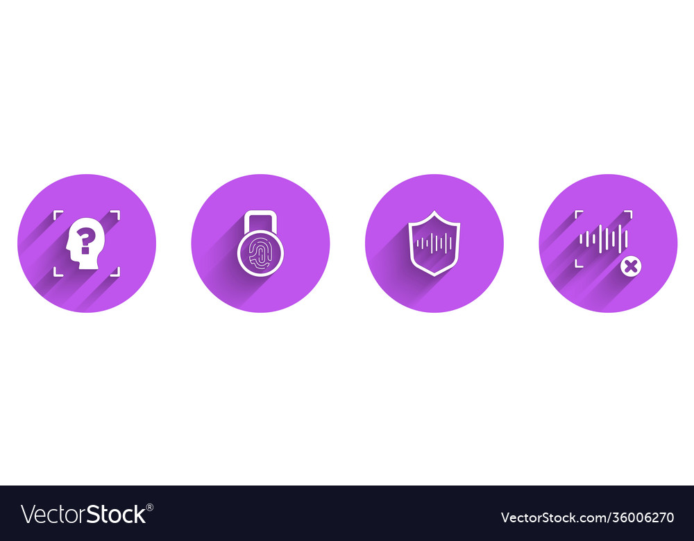 Set face recognition fingerprint with lock Vector Image Set face recognition fingerprint with lock