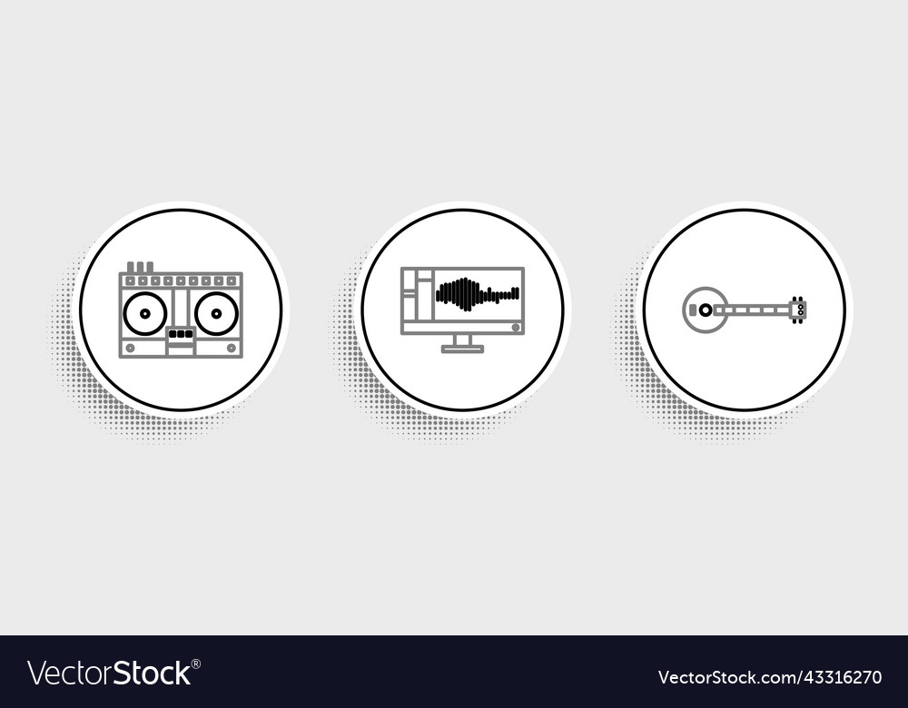 Set line banjo dj remote for playing and mixing vector image Set line banjo dj remote for playing and mixing