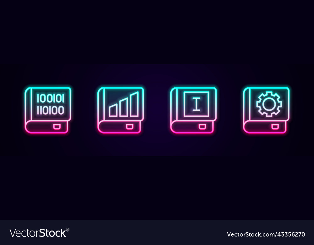 Set line books about programming financial book vector image Set line books about programming financial book