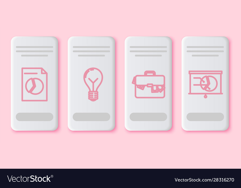 Set line document with graph chart light bulb Vector Image Set line document with graph chart light bulb