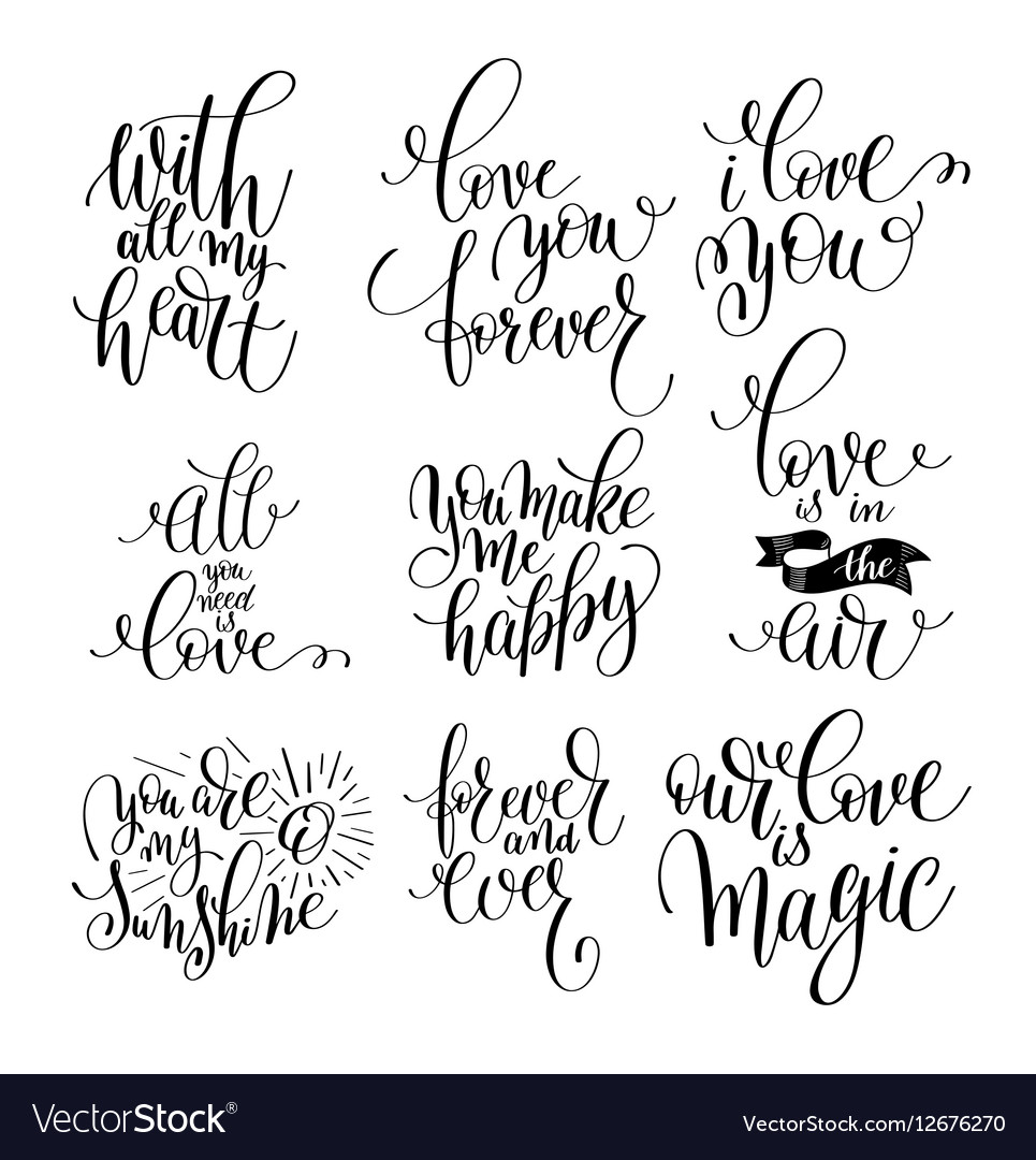 Set of handwritten lettering positive quote about Vector Image