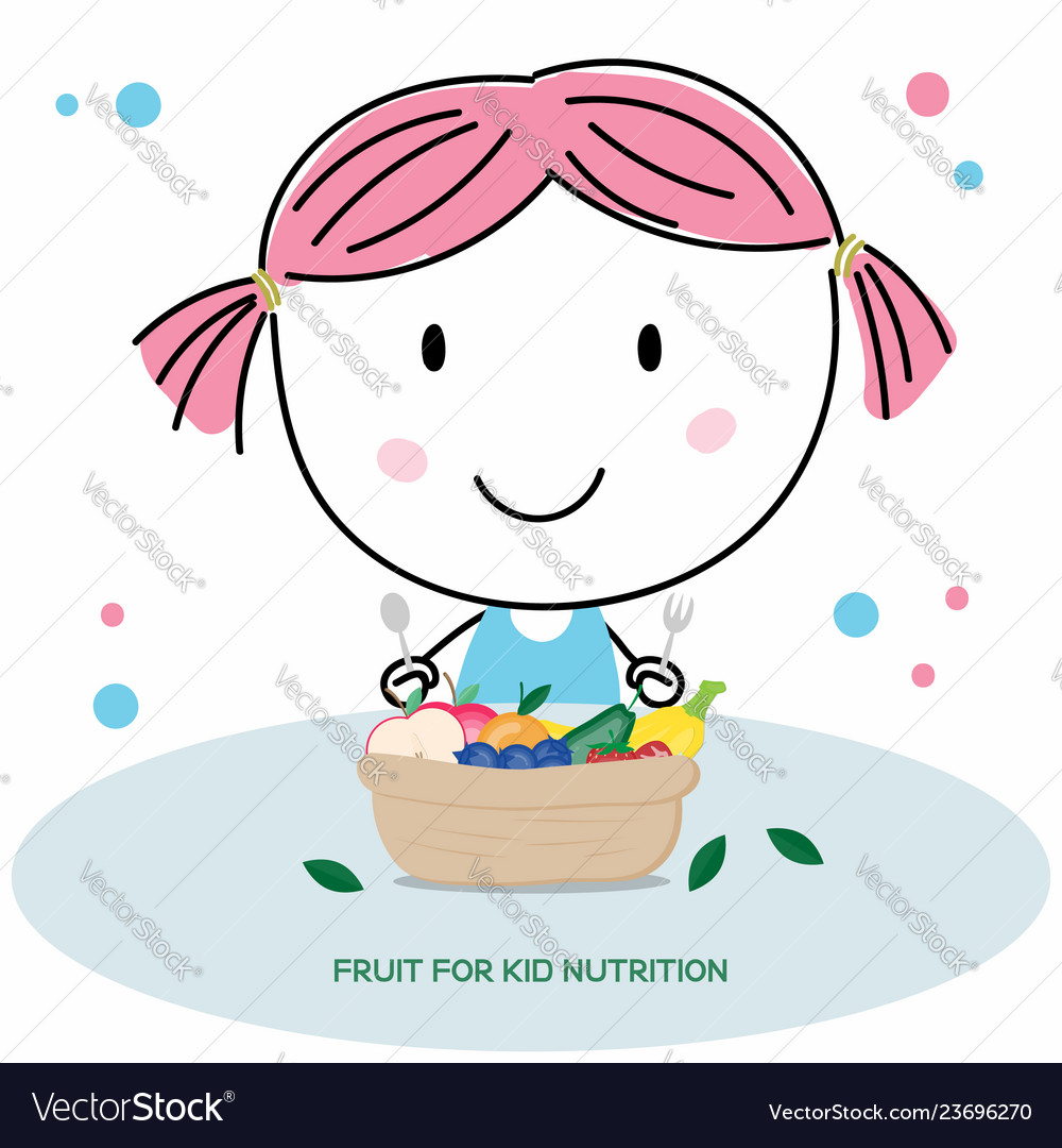 Simple cartoon illustration of a cute girl Stock Vector Image