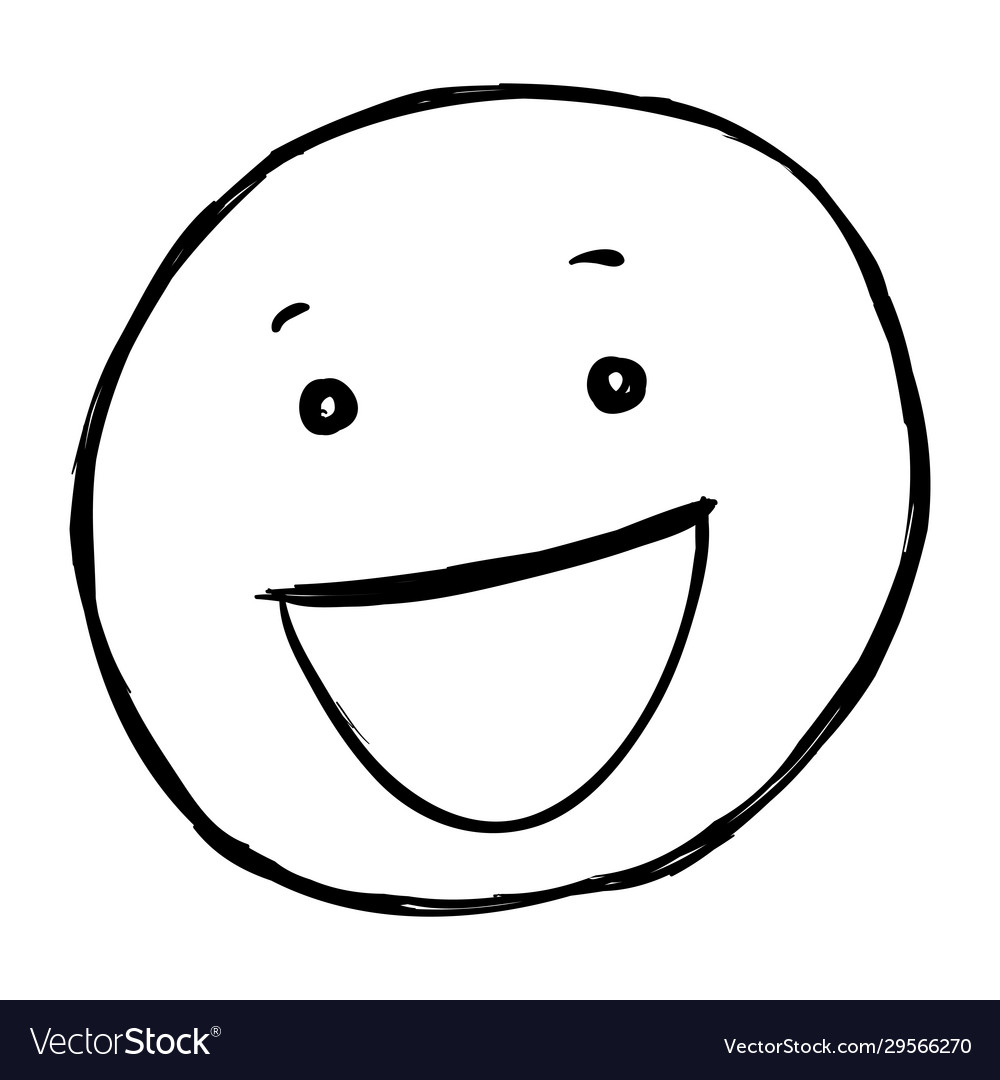 Single sketch emoticon - broad smiling face