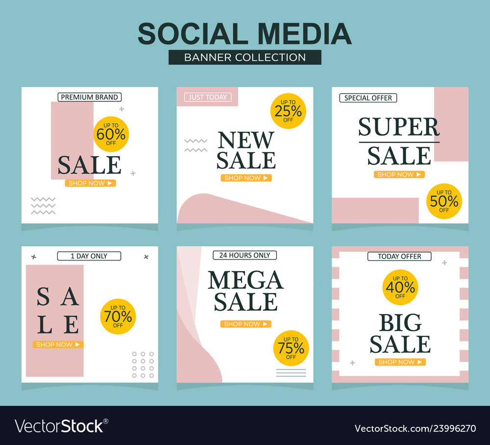 Social media banners pack for website and mobile