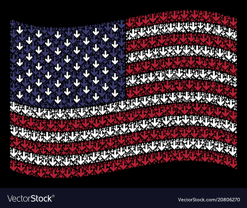 Waving usa flag stylization of arrow down icons