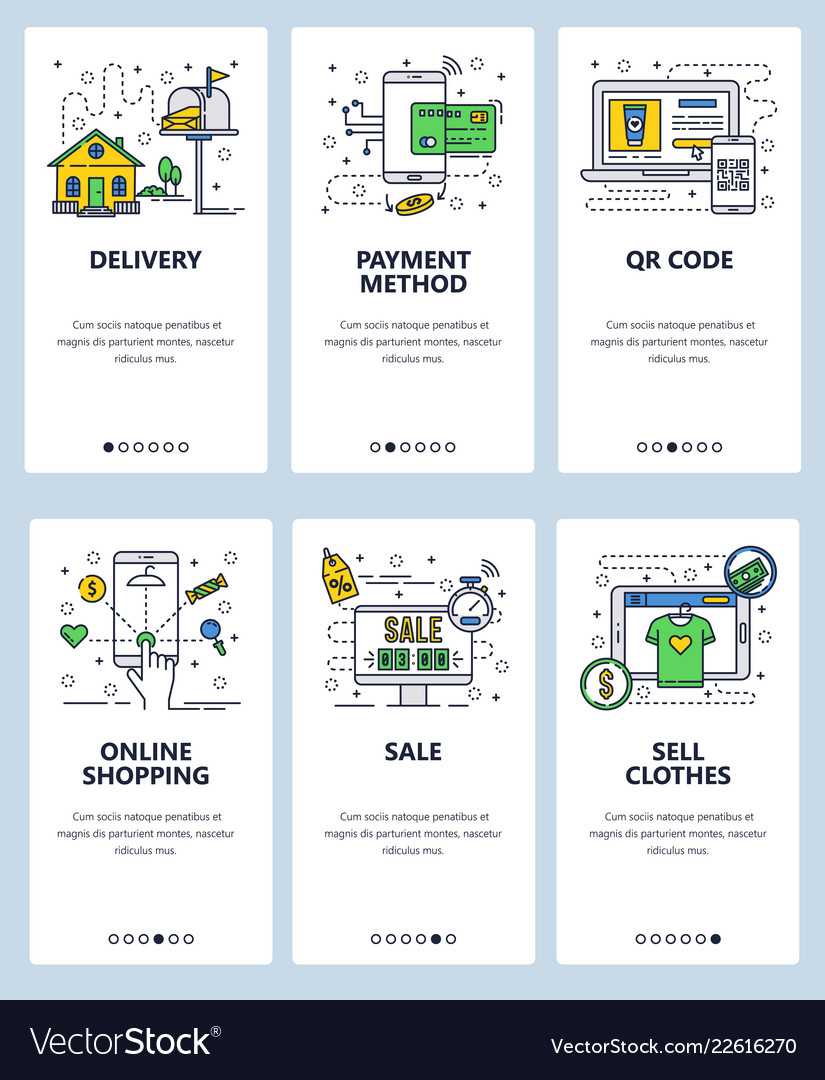 Web site linear art onboarding screens vector image Web site linear art onboarding screens