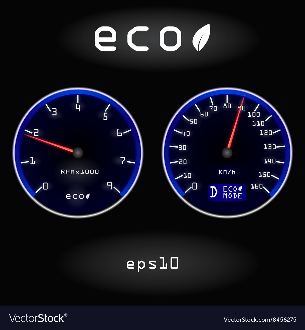 Abstract car speedometer and tachometer on black b