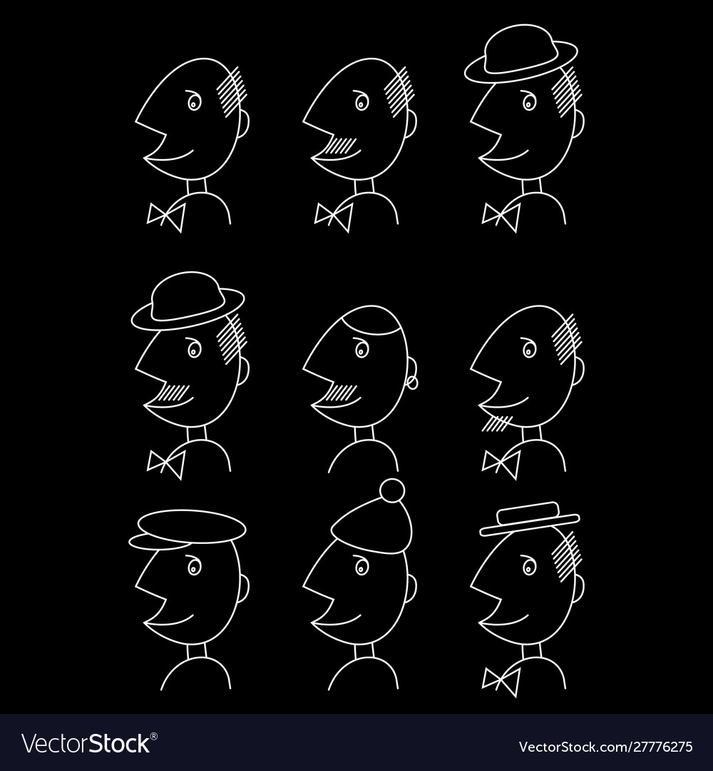 Cartoon man talking set different faces