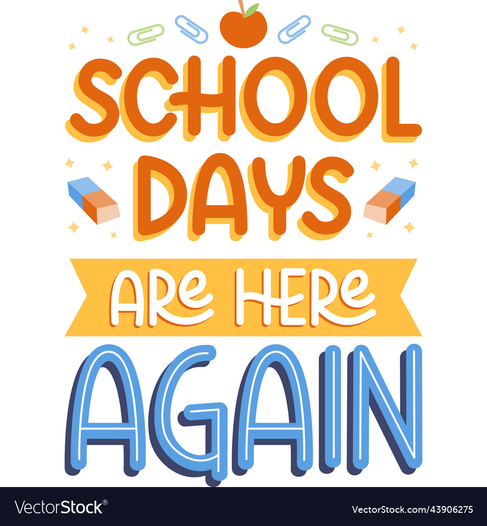 Colorful lettering back to school set Royalty Free Vector