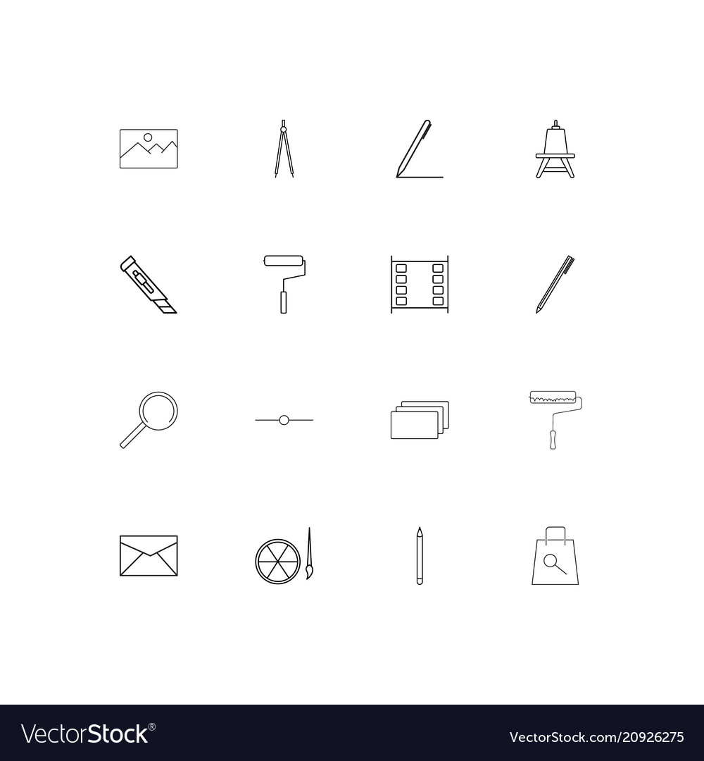 Creative process and design linear thin icons set