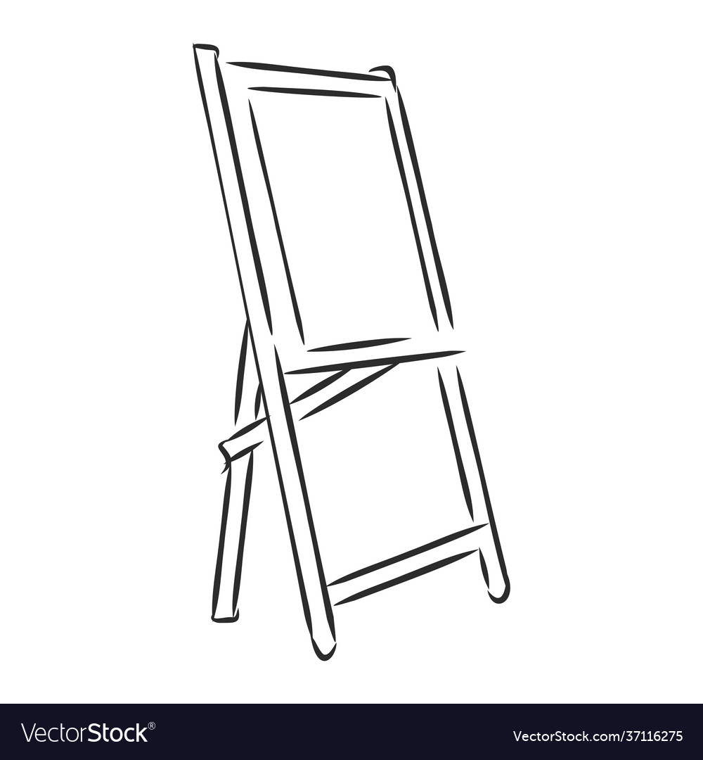 Easel with empty canvas doodle style sketch vector image Easel with empty canvas doodle style sketch