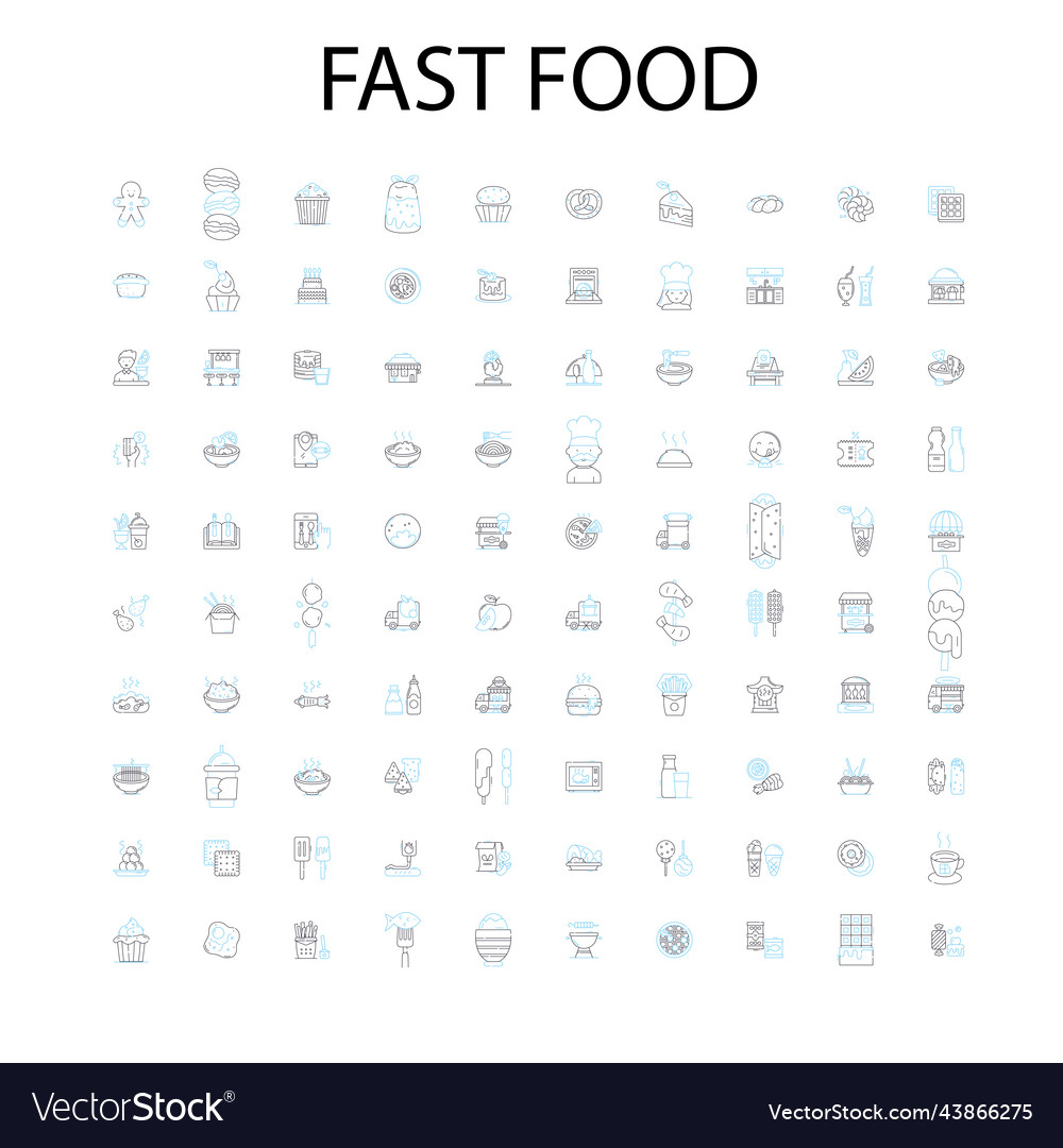 Fast food icons signs outline symbols concept